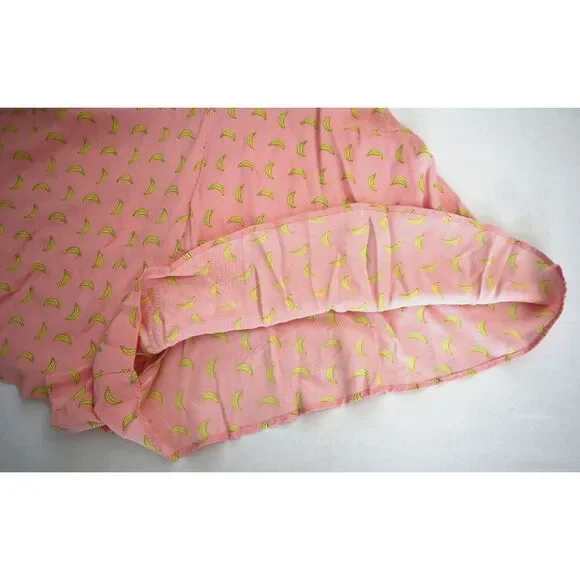 ZARA 7385/143/620 Women's XS Pink Banana Print Spaghetti Strap Romper - Picture 7 of 10